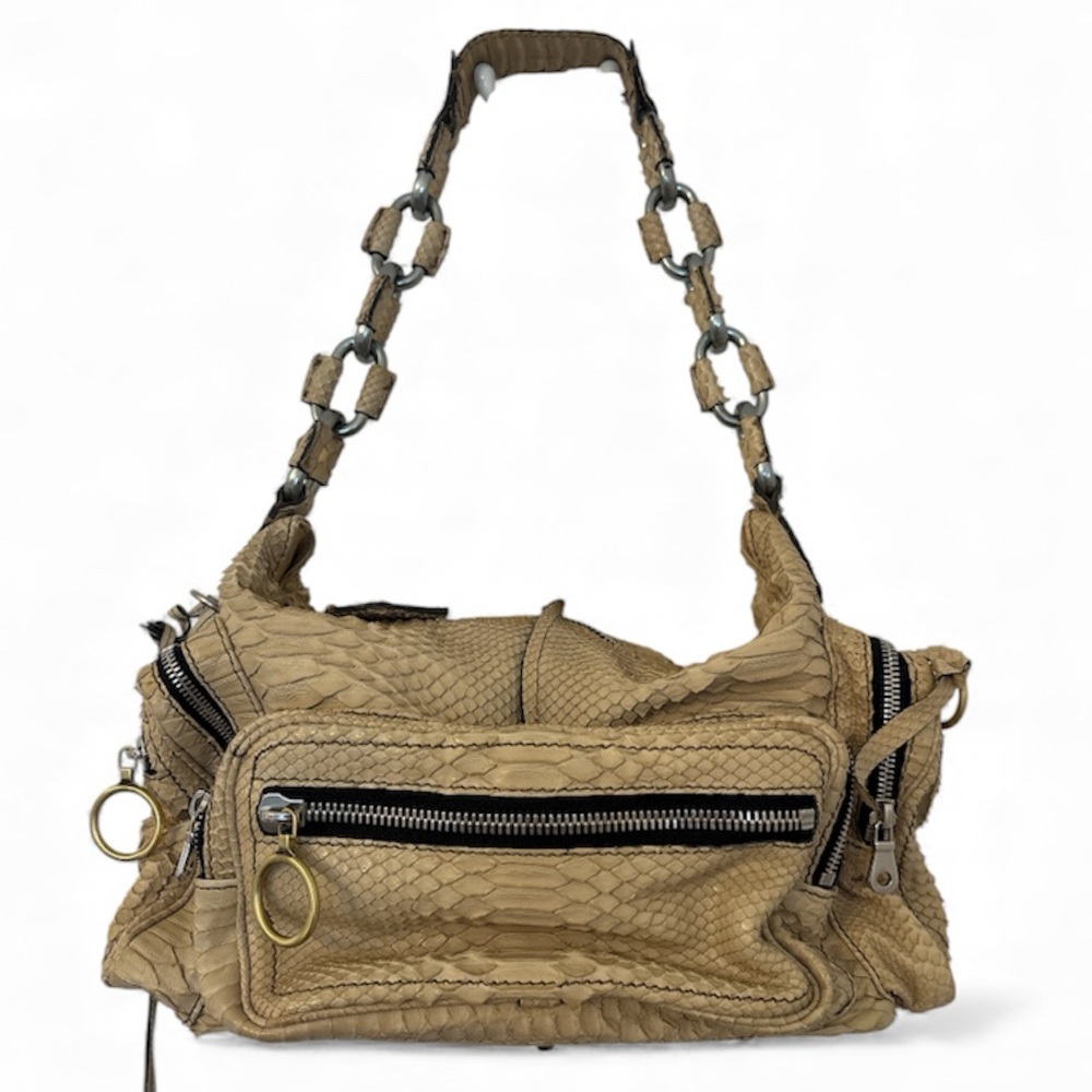 Chloé Betty Square Python Shoulder Bag in Cream/Natural Python Skin